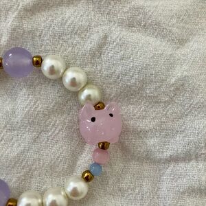 Pink Piggy Beaded Kids Bracelet